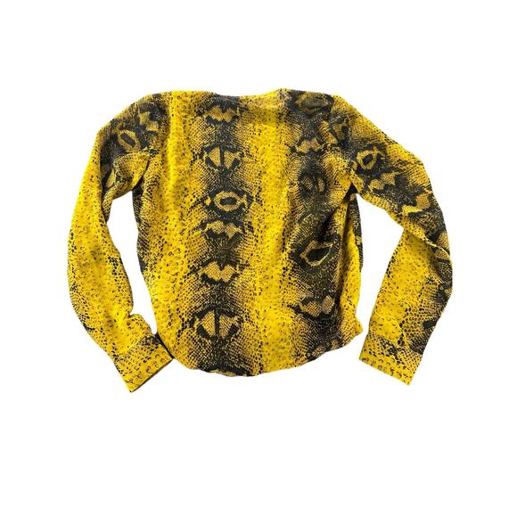 Pieces Yellow Black Snakeskin Print Long Sleeve Shirt Women's Size XS - Picture 1 of 8